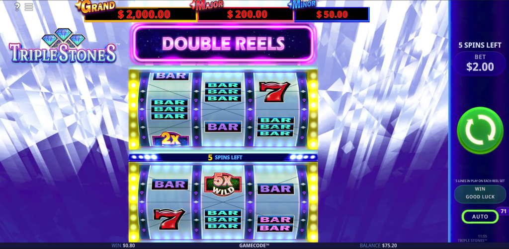 Triple Stones double reels free spins